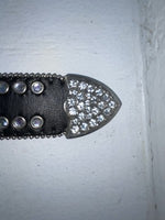 New Black Genuine Leather Nocona Silver Bling L Belt #N3466401 Z-100