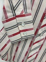 New Boys White Horse Red Stripe Long Sleeve Pearl Snap Small DD-112