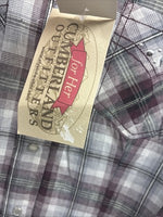 New Women’s Cumberland Purple Plaid Long Sleeve Pearl Snap 2X V-67