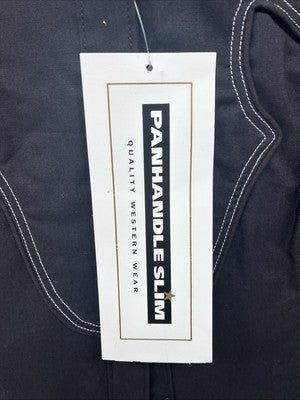 New Women’s Panhandle Slim Black Short Sleeve Pearl Snap Large GG-9