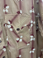 New Men’s ELY Plains Tan Red Floral Long Sleeve Pearl Snap Size 14.5 Small GG-7