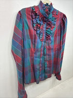 New Women’s Dickson Jenkins Plaid Long Sleeve Button Up Size 16 MM-140