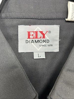 New Men’s ELY Diamond Black Western Design Long Sleeve Pearl Snap Large AA-18