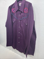 New Men’s ELY Diamond People Western Design Long Sleeve Pearl Snap Large V-85