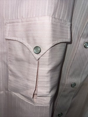 New Men’s Pink HBarC Ranchwear Pearl Snap Long Sleeve Shirt. 16x34 Large P-25