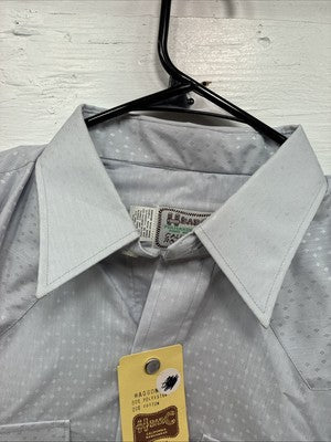 New Men’s H Bar C Gray Designed Long Sleeve Pearl Snap 15.5 Medium Q-48