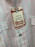 New Men’s H Bar C Pink Plaid Long Sleeve Pearl Snap 16.5 X 34 Large X-50