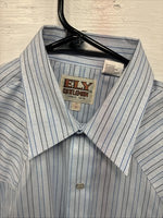 New Men’s ELY Cattleman Blue Stripe Design Long Sleeve Pearl Snap 15 Medium X-99