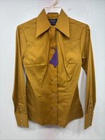 New Women’s Panhandle Slim Yellow Long Sleeve Pearl Snap Size 10 LL-110