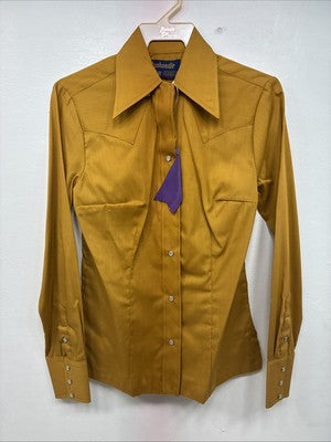 New Women’s Panhandle Slim Yellow Long Sleeve Pearl Snap Size 10 LL-110