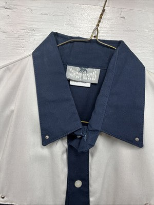 New Men’s Cowboy Threads Blue White Long Sleeve Pearl Snap Large AA-53