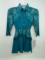 New Kids Blue Western With Fringe Western Attitude Long Sleeve Dress M 3B-118