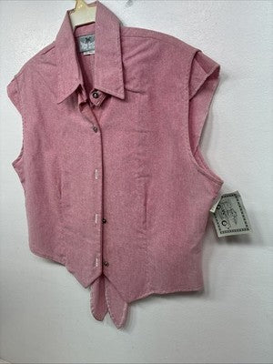 New Women’s Cowboy Threads Pink Sleeveless Button Up Size Small TT-50