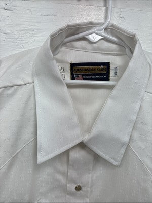 New Men’s Panhandle Slim White Designed Long Sleeve Pearl Snap 19 3XL M-81