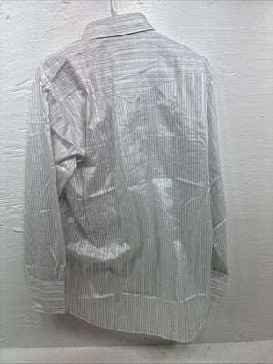 New Men’s H Bar C White Stripe Long Sleeve Pearl Snap 16.5 Large X-58