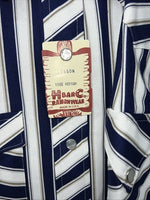 New Men’s Blue White HbarC Ranchwear Long Sleeve Pearl Snap Shirt 16.5x34 L S-13