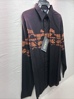 New Men’s Brooks & Dunn Black Western Design Long Sleeve Button Up 17 XL M-71