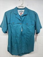 New Women’s Wrangler Blue Short Sleeve Button Up Medium MM-107