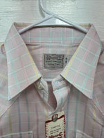 New Men’s H Bar C Pink Plaid Long Sleeve Pearl Snap 16.5 X 34 Large X-50