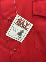 New Men’s ELY Cattleman Western Red Long Sleeve Pearl Snap 16 Large V-44