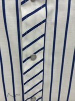 New Men’s H Bar C White Blue Stripe Long Sleeve Pearl Snap 16.5 X 34 Large V-108
