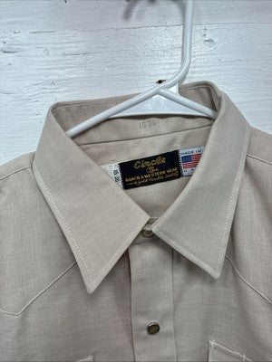 New Men’s Circle A Tan Long Sleeve Pearl Snap 16 X 36 Large X-60