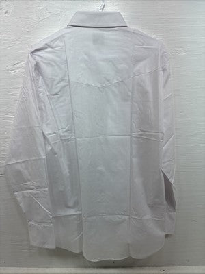 New Men’s ELY Cattleman White Long Sleeve Pearl Snap 16.5 X 35 Large CC-52
