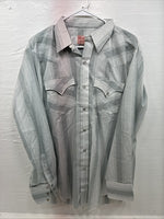 New Men’s H Bar C Gray Stripe Long Sleeve Pearl Snap 16.5 Large X-51