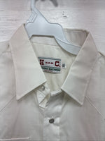 New Men’s H Bar C White Simple Short Sleeve Pearl Snap 16 Large Q-26
