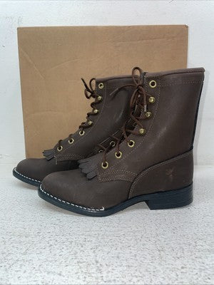 New Kids Brown Lace Up Bronco Cowboy Boots. C 1361 12.5 12 1/2 D. 23-16