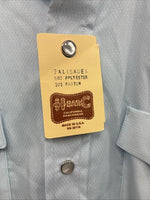 New Men’s H Bar C Baby Blue Long Sleeve Pearl Snap 15.5 Medium K-101