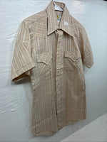 New Men’s Dickson Jenkins Tan Designed Short Sleeve Pearl Snap 14.5 Small AA-104