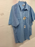 New Men’s ELY Cattleman Western Blue Simple Short Sleeve Pearl Snap 17 XL T-38