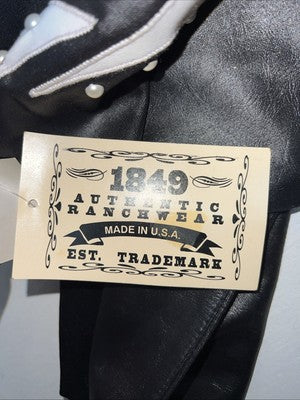 New 1849 Authentic Ranchwear Black White Leather Show Jacket 3XL QQ-13