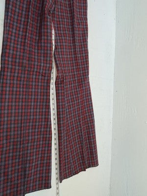 New Vintage Blue And Red Plaid Polyester Pants #5423719 3A-125