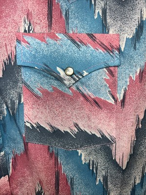 New Men’s Pink Blue ELY Cattleman Long Sleeve Pearl Snap Shirt. 15.5x34 M P-65