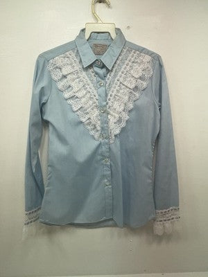 New Women’s Blue H Bar C Long Sleeve Button Up Shirt 3B-73