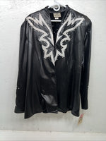 New Women’s Black White Leather Jacket 2XL RR-22