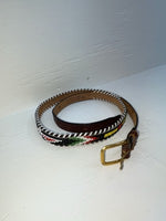 New Brown Genuine Leather Beaded 34” Belt Z-121