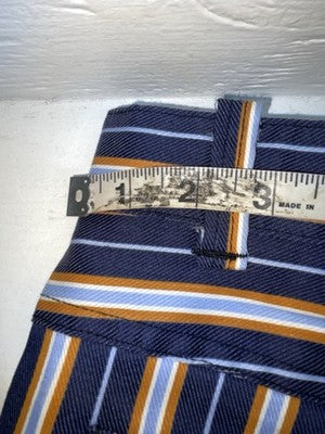 New Vintage Blue And Brown Striped Fenton Polyester Pants #656 SS-76