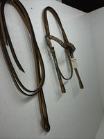 New Congress Leather Headstall W Spilt Reins Metal Plate Browband #6853 U-27