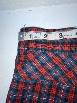 New Vintage Blue And Red Plaid Polyester Pants #5423719 3A-125