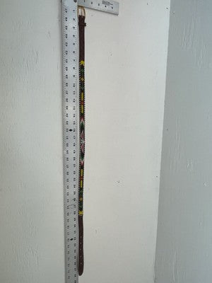 New Brown Genuine Leather Beaded 34” Belt Z-121