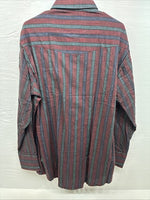 New Men’s ELY Cattleman Red Multicolor Stripe Long Sleeve Pearl Snap XL Q-96