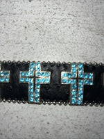 New Black Genuine Leather Blazin Roxx Blue Cross Bling M Belt #N3520401 Z-2