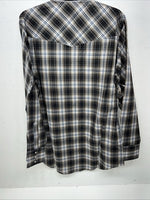 New Men’s Brown Plaid ELY Cattleman Long Sleeve Pearl Snap Shirt. L Tall P-68