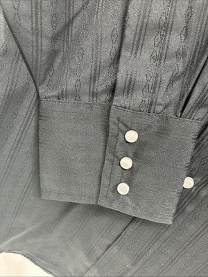 New Men’s ELY Cattleman Black Designed Long Sleeve Pearl Snap 17.5 X 35 XL R-49