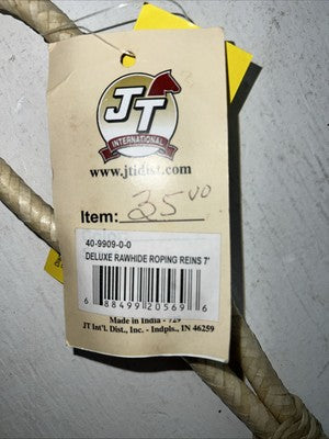 New Royal King Deluxe Rawhide 7’ Roping Reins #40-9909 W-44