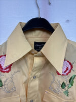 New Women’s Champion Western Yellow Floral Long Sleeve Pearl Snap 14.5 MM-10