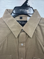 New Men’s White Horse Brown Western Long Sleeve Pearl Snap Large V-99